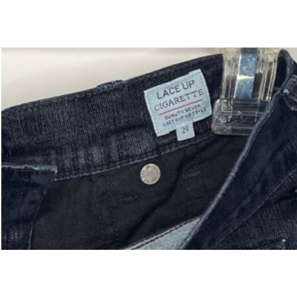 Levi’s women’s dark blue lace up cigarette jeans one button pockets size 29 - Picture 3 of 7